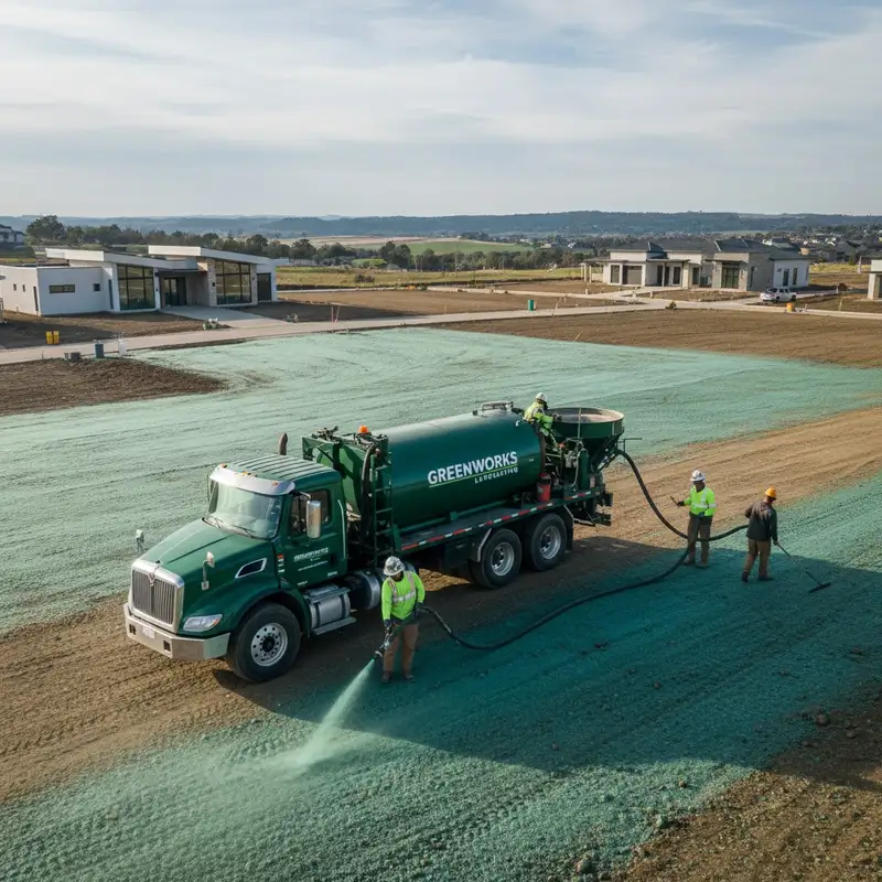 Professional hydroseeding service creating lush green lawns in Fresno, CA by Chop Chop Landscaping