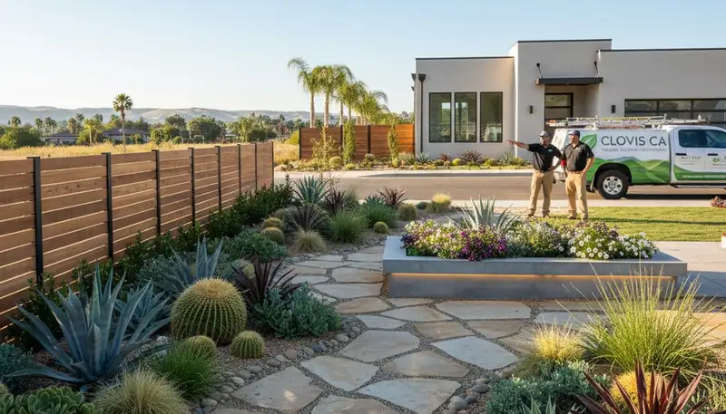Landscaping team serving Fresno, CA with professional lawn care and outdoor maintenance services